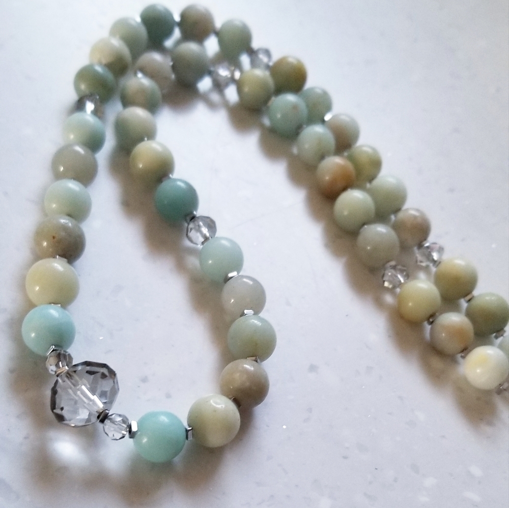Amazonite & Glass Crystal Necklace - Picture 2 of 5